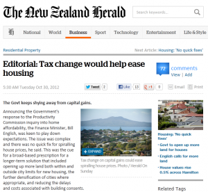 NZ Herald get it wrong about capital gains tax.